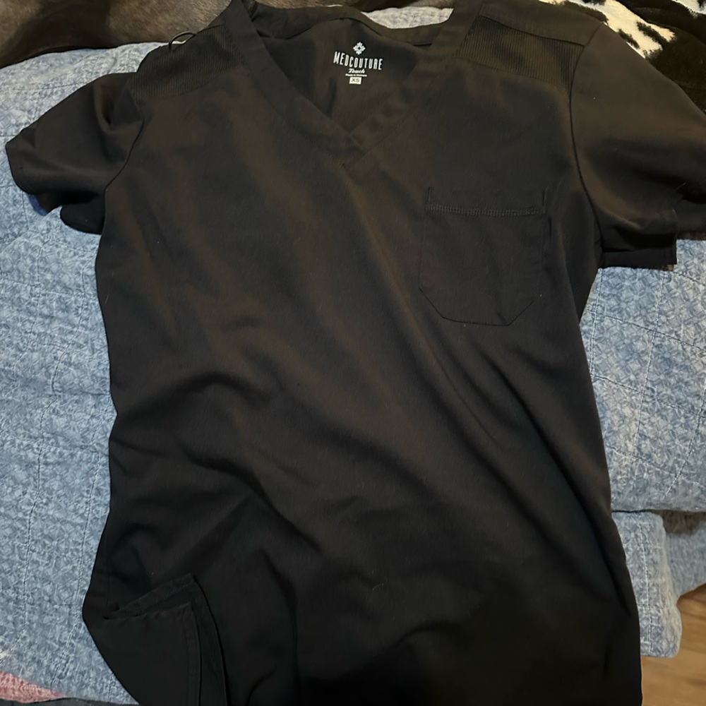 Med Couture Black V-Neck Top
